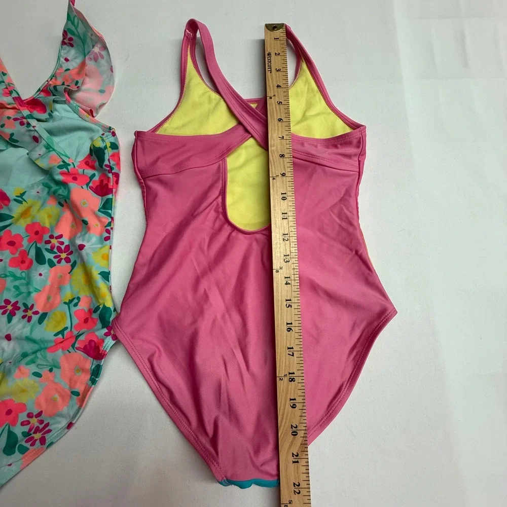 Girls Swimsuit Bundle Lot 2‎ Size Large 10/12 Cat & Jack Art Class One Piece